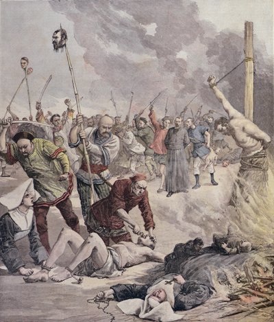 Masakry w Chinach, z Le Petit Journal, 1891 autorstwa French School