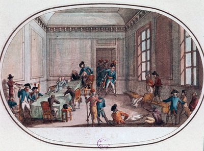 Maximilien de Robespierre kontuzjowany w przedsionku Comite de Salut Public autorstwa French School