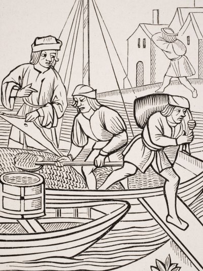 Pomiar soli, według drzeworytu w „Ordonnances de la Prevoste des Marchands de Paris”, 1500, z „Le Moyen Age et La Renaissance” Paula Lacroix (1806-84) opublikowanej w 1847 roku autorstwa French School