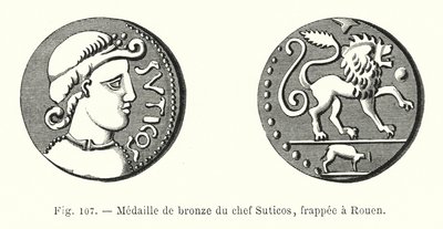 Brązowy medal Wódz Suticos, wybity w Rouen (rycina) autorstwa French School
