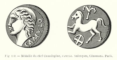 Medal wodza Camulogene, Camulo, Aulerques, Cenomans, Paryż (rycina) autorstwa French School