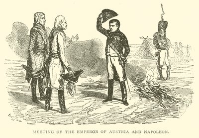 Spotkanie cesarza Austrii i Napoleona (rycina) autorstwa French School