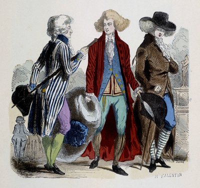 Moda męska w Paryżu w 1787 roku. autorstwa French School