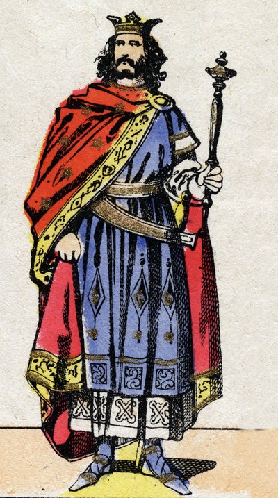 Dynastia Merowingów: Portret Chilperika II (ok. 700-721), króla Franków w latach 715-721. Obraz epinal z końca XIX wieku. Prywatna kolekcja. autorstwa French School