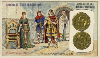 Złote trieny Merowingów, 486 (chromolitho) autorstwa French School