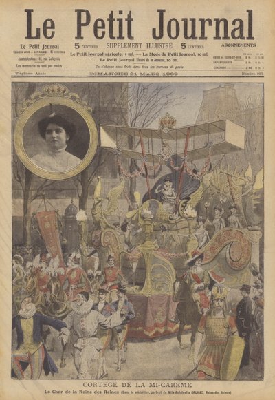 Procesja w połowie Wielkiego Postu w Paryżu (kolorowa litografia) autorstwa French School