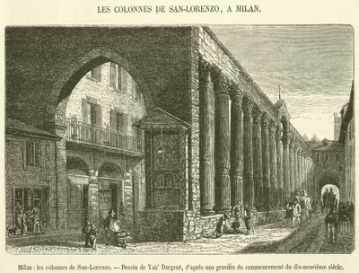 Mediolan, kolumny San-Lorenzo (rycina) autorstwa French School