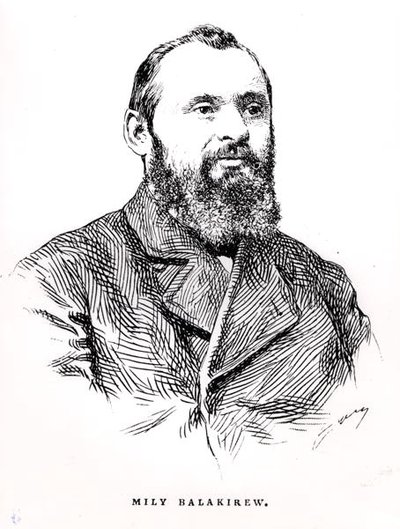 Mily Alekseyevich Balakirev (1837-1910), ilustracja z „Historii muzyki w Rosji” Alberta Soubiesa, wydanej w Paryżu autorstwa French School