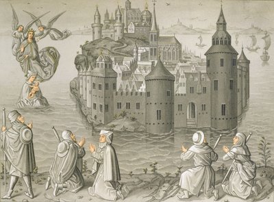 Cud Matki Boskiej ratującej pielgrzymów na Mont Saint-Michel autorstwa French School