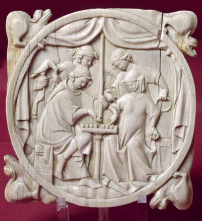 Lustrzane etui przedstawiające partię szachów, ok.1300 autorstwa French School
