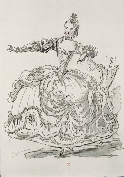 Miss Puvigne jako Żywa Statua, w Pigmalionie, libretto Lamotte, skomponowane przez Jean-Philippe Rameau (1683-1764) 1748 (kolorystyka) autorstwa French School