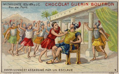 Mitrydates VI Pontu uwięziony i zamordowany przez niewolnika (chromolitho) autorstwa French School