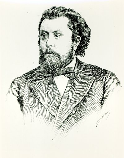 Modest Pietrowicz Mousorgski (1835-81), ilustracja z LHistoire de la Musique en Russie autorstwa Alberta Soubiesa, opublikowana w Paryżu, 1898 autorstwa French School