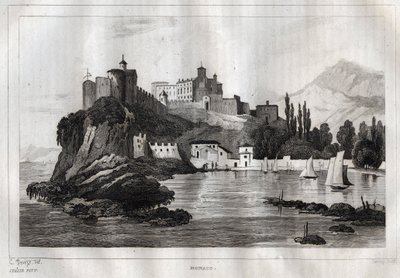 Monako - Grawer z „” Malownicze Włochy”” – Malarstwo historyczne i opisowe Włoch” M. de Norvins, Ch. Nodier 1834-1836. autorstwa French School