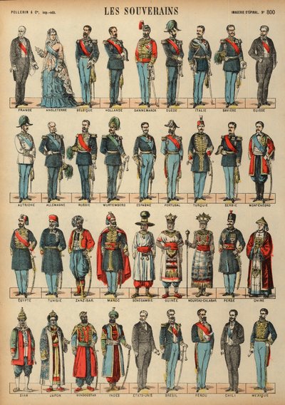 Monarchs of the World (kolorowy grawerunek) autorstwa French School