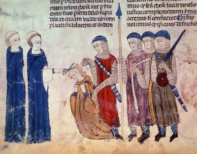 Monk kosił jako karę za swoją rozpustę. Miniatura z rękopisu „Cła Tuluzy” (Folio 33V) autorstwa French School