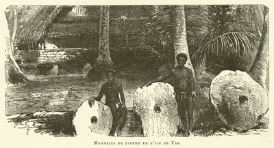 Kamienne monety z wyspy Yap (grawerowanie) autorstwa French School