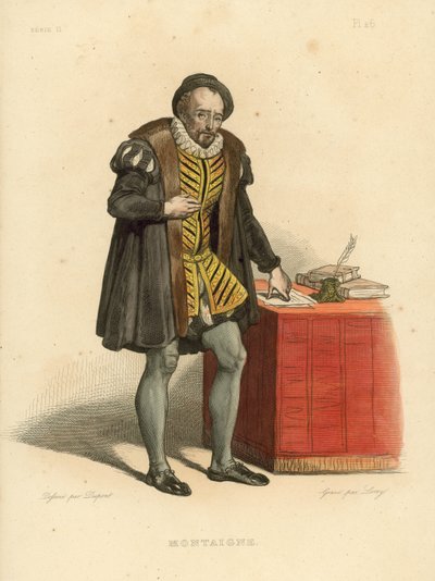 Montaigne (kolorowy grawerunek) autorstwa French School