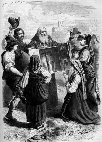 Montrek relikwii w San Gennaro; Włochy autorstwa French School