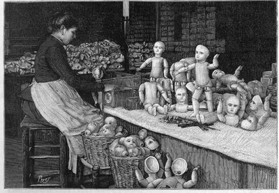 Fabryka lalek Montreuil w 1888 roku. autorstwa French School