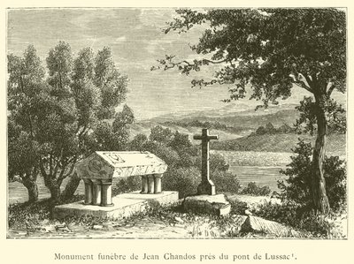 Pomnik nagrobny Jeana Chandosa w pobliżu mostu Lussaca (rycina) autorstwa French School