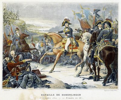 Zwycięstwo Moreau nad Austriakami dowodzonymi przez arcyksięcia Jeana 3 grudnia 1800 roku w bitwie pod Hohenlinden (Baviere - Niemcy). autorstwa French School