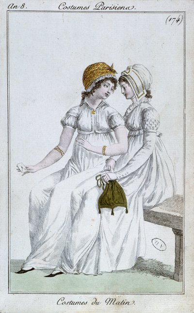 Suknia poranna, talerz z modą od Costumes Parisiens, 1800 autorstwa French School