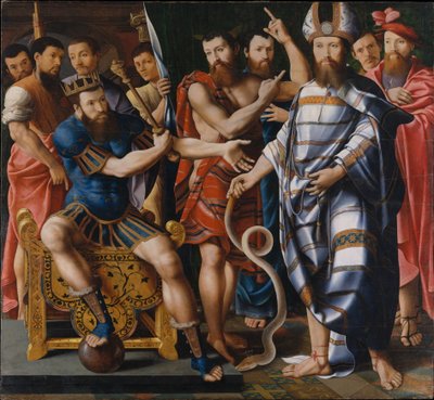 Mojżesz i Aaron przed faraonem: alegoria rodziny Dinteville, 1537 autorstwa French School