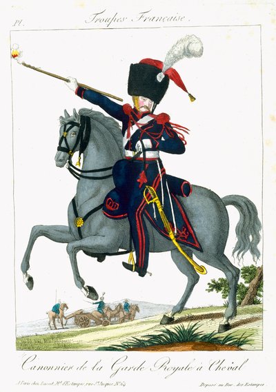 Kanonier konny Gwardii Królewskiej, z Troupes Francaises, wyd. chez Basset, Paryż, ok. 1790 autorstwa French School