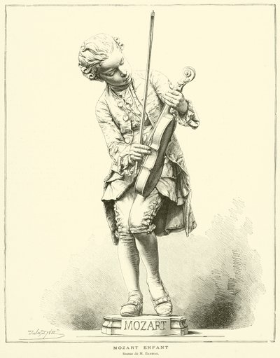 Dziecko Mozarta, posąg M. Barriasa (rycina) autorstwa French School