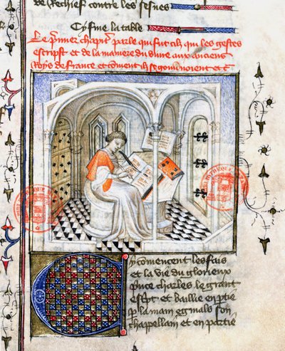 Ms.2028 Pismo mnicha, z Chroniques de Saint-Denis autorstwa French School