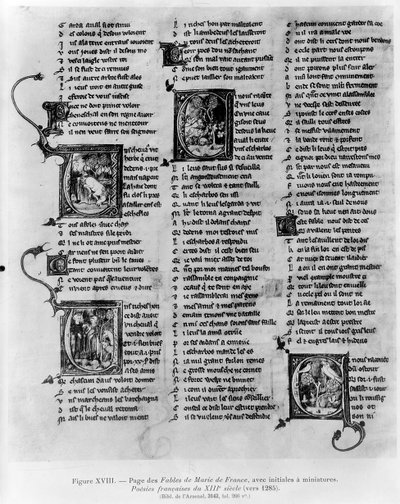 Ms.3142 fol.266 Bajki Marie de France (fl.XII wiek), z antologii wierszy francuskich, c.1280-90 autorstwa French School