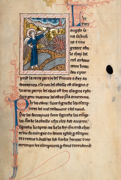 Ms 65 f29r, Komentarz do Apokalipsy św. Jana, koniec XIII w. (pióro i atrament oraz tempera na welinie) autorstwa French School
