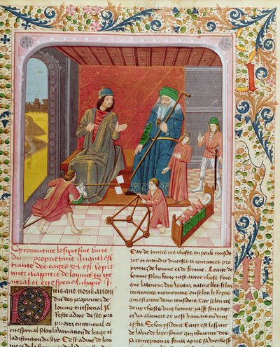 Ms.Fr.218 Sześć wieków człowieka z Des Proprietez des Choses Bartholomeus Anglicus autorstwa French School