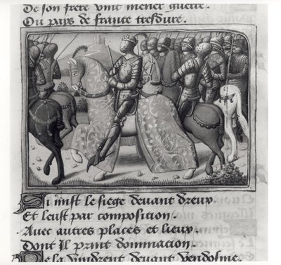 Ms.Fr.5054 fol.26 r Karol VII (1403-61) i Joanna d