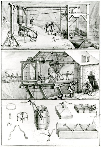 Ms 1064 fol.8 Kamieniołom łupków, z Descriptions des Arts et Metiers autorstwa French School