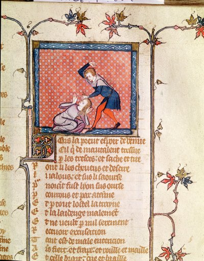 Ms 1126 f.66r Przemoc zazdrości, z Roman de la Rose c.1487-95) autorstwa French School