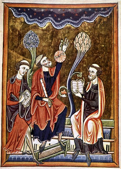 Ms 1186 f.1, Astronom, urzędnik i komputysta, faksymile miniatury zaczerpniętej z Księgi Psalmów (Psałterz) św. Ludwika i Blanche de Castile autorstwa French School