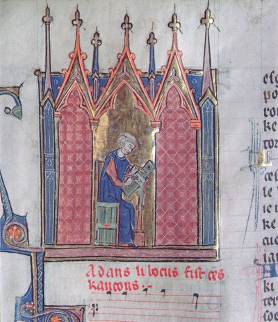 Ms 139 fol.142v Adam de la Halle, z Chansonnier dArras autorstwa French School