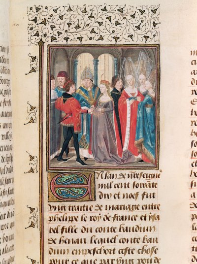 Ms. 149 t.3 fol.88 Wesele Filipa Augusta (1165-1223) króla Francji i Izabeli Hainault, córki hrabiego Baudouina autorstwa French School
