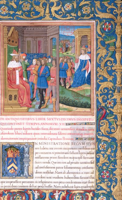 pani 1581 f. 311v Ilustracja z księgi XVI (Od ukończenia świątyni przez Heroda do śmierci Aleksandra i Arystobula), rozdział 1 Starożytności Żydów (Antiquitates Judaicae) autorstwa F. autorstwa French School