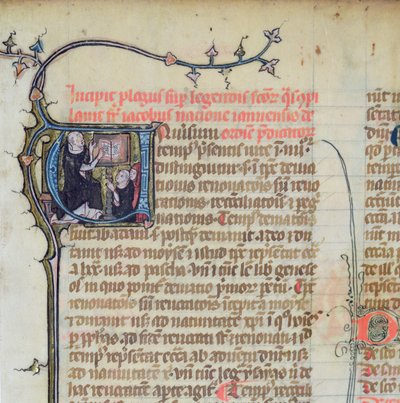 Ms 1721 Fol.1 mnich dominikański wykładający dwóch innych mnichów z Legenda Sanctorum Aurea autorstwa Jacques de Voragine autorstwa French School