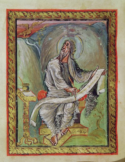 Ms 1 fol.135v Św. Jan Ewangelista, z Ewangelii Ebbo, c.816-835 autorstwa French School