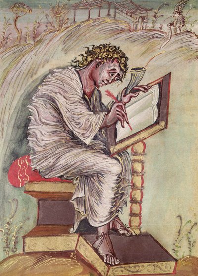 Ms 1 fol.18v Św. Mateusz, z Ewangelii Ebbo, ok. 816-835 autorstwa French School