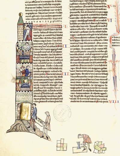 Ms 21 f.167v Budowa wieży autorstwa French School