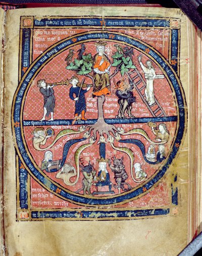 Ms 2200 Drzewo alegoryczne, z De Philosophia Mundi autorstwa Guillaume de Conches (1100-54) 1276-77 autorstwa French School