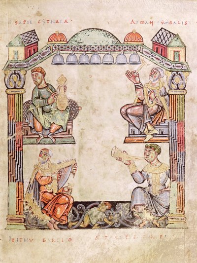 Ms 2 fol.11 (6) Czterech muzyków, z Godzinek autorstwa French School