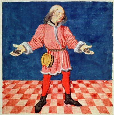 Pani 3066 ob. 64v Rzucanie kości, z Le Livre des echecs moralises, autorstwa Jacques de Cessoles autorstwa French School