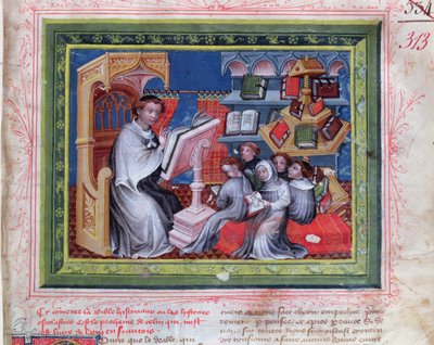 Ms 313 Scena szkolna, z Biblii des Grands Augustins, 1494 autorstwa French School