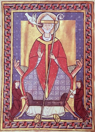 Ms 315 f.1v St. Gregory, z fragmentu jego prac autorstwa French School